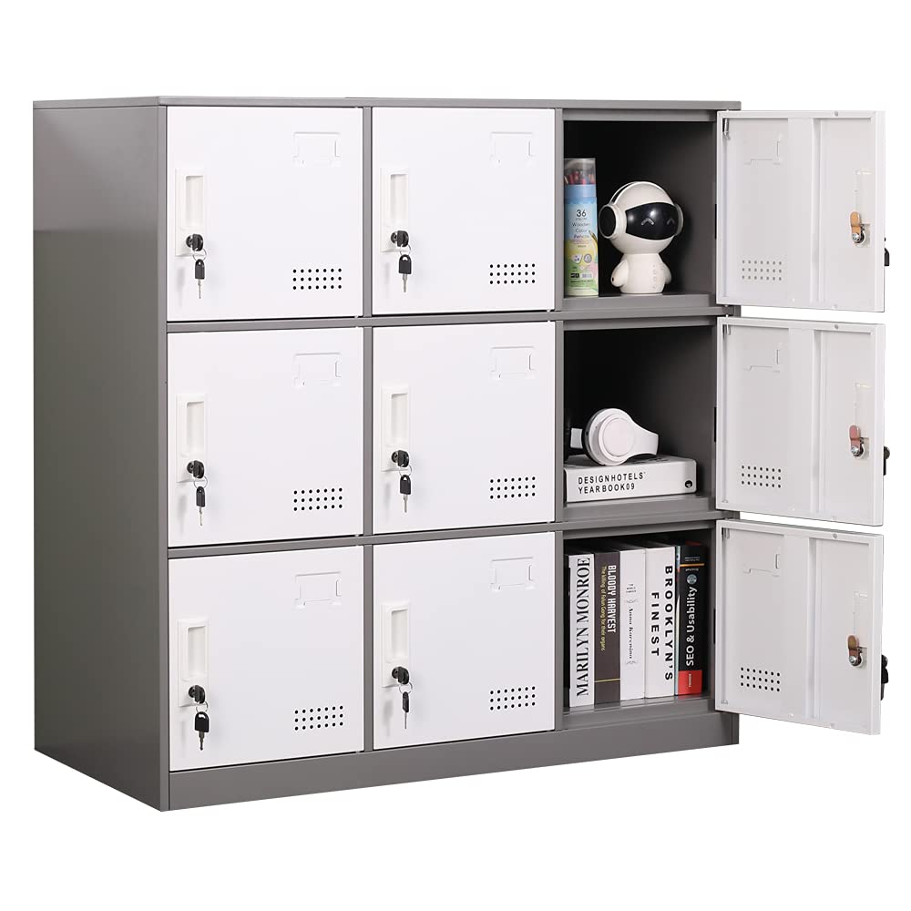 Amazon.com: iCHENGGD Metal Locker 9 Door Storage Cabinet, Steel
